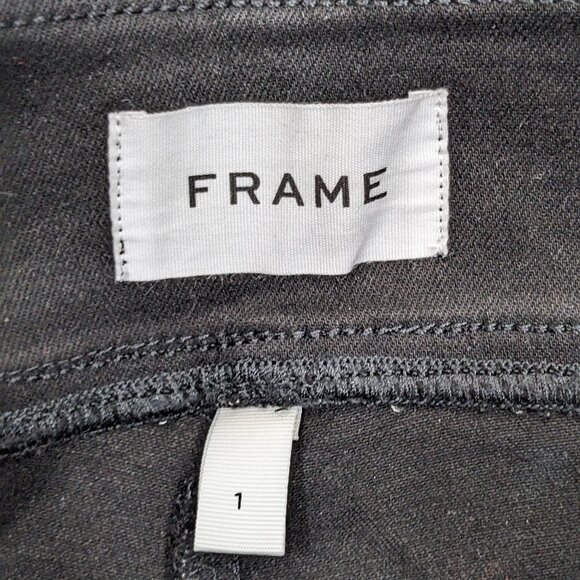 FRAME The Jet Set Flare Black Coated Denim Jeans Bell Bottom Flare - Picture 9 of 10